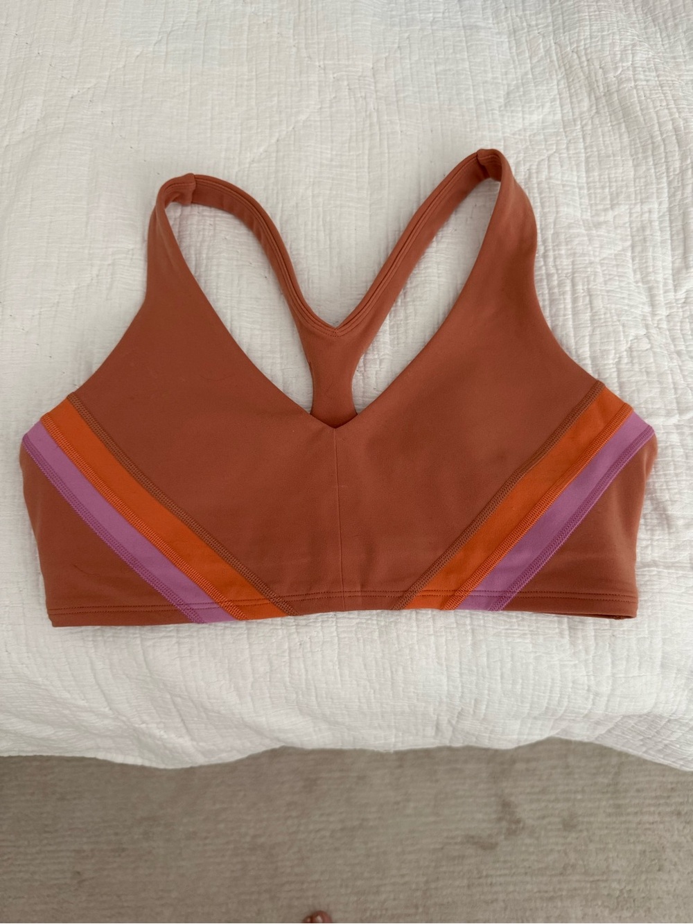 L*Space Racerback Sports Bra with Pink & Orange Accents